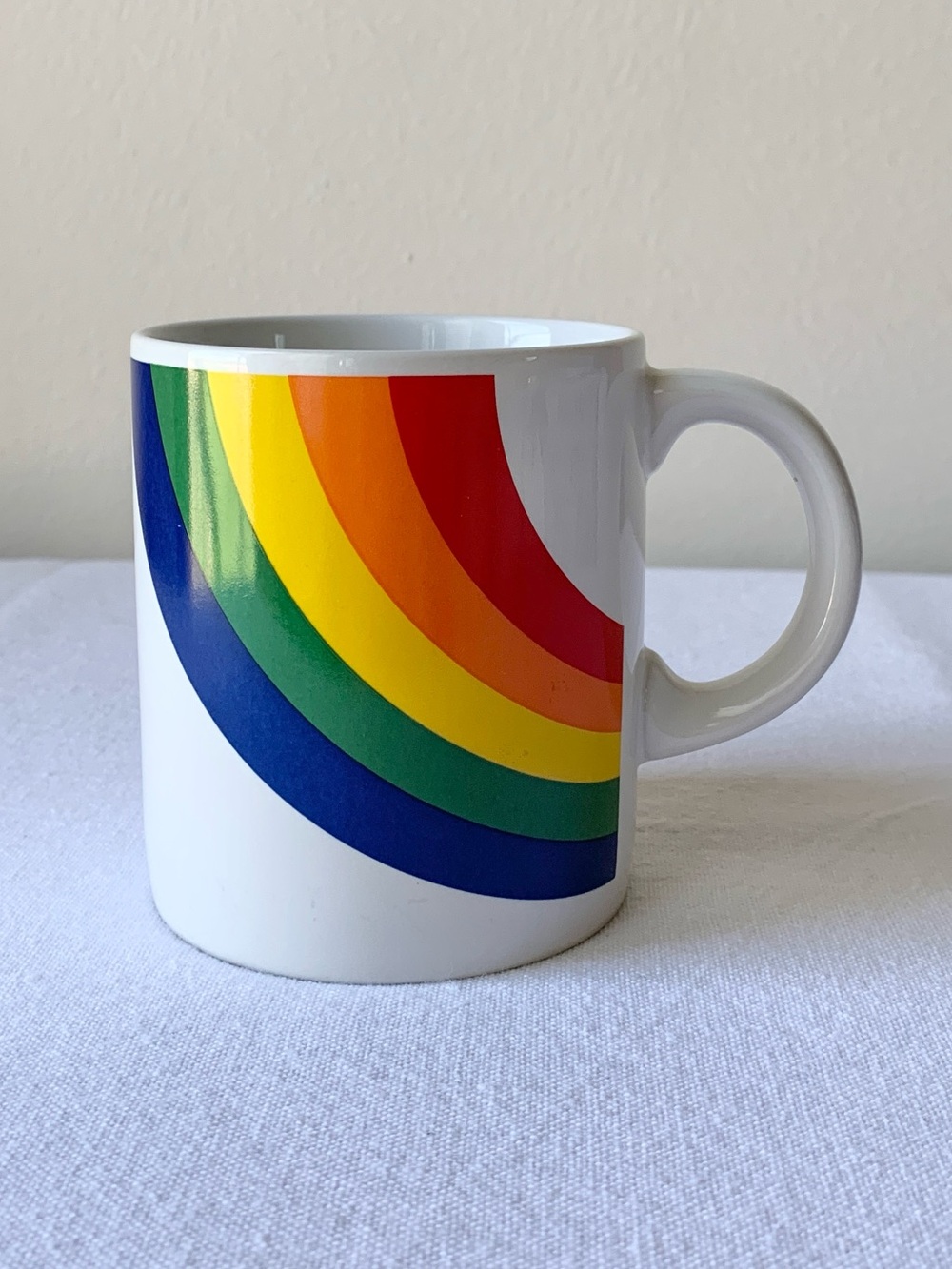 Vintage Rainbow Mug Colorful Retro 80s Coffee Cup Made in Korea for F.T.D.A.